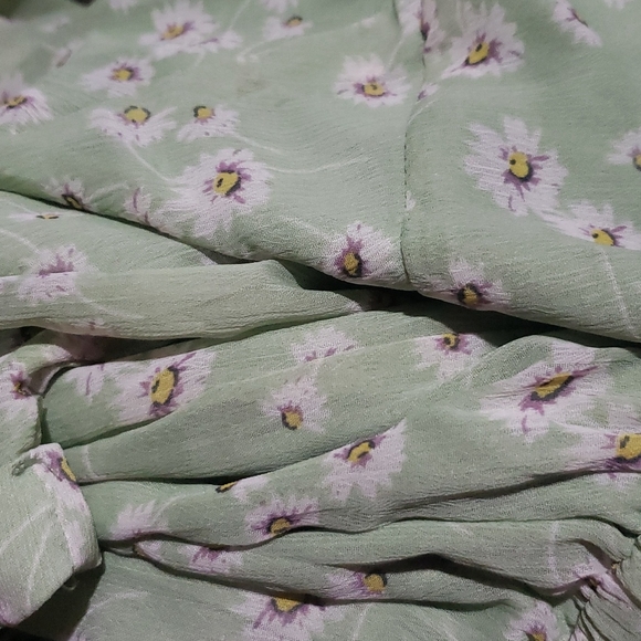 Simone Floral Wrap Front Minidress - light green (M) NWT - Picture 3 of 4